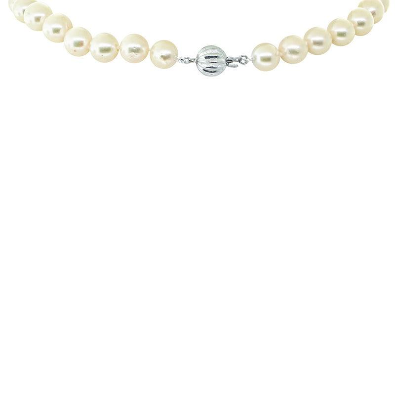 9ct White Gold 8-8.5mm Akoya Pearl Strand - 44cm - Necklace - Walker & Hall