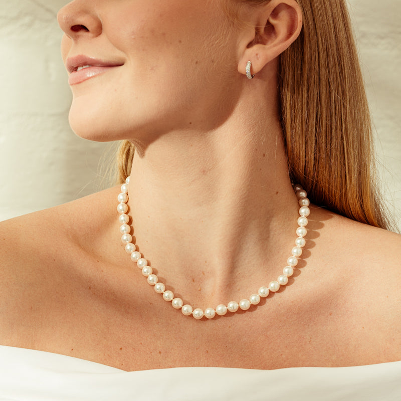 9ct White Gold 8-8.5mm Akoya Pearl Strand - 44cm - Necklace - Walker & Hall