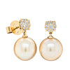 18ct Yellow Gold 10.5mm South Sea Pearl & Diamond Galaxy Earrings-Earrings-Walker & Hall