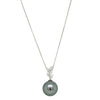 18ct White Gold 13.6mm Black Pearl & Diamond Pendant-Necklace-Walker & Hall