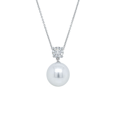 18ct White Gold 13.4mm South Sea Pearl & Diamond Galaxy Necklace-Necklace-Walker & Hall