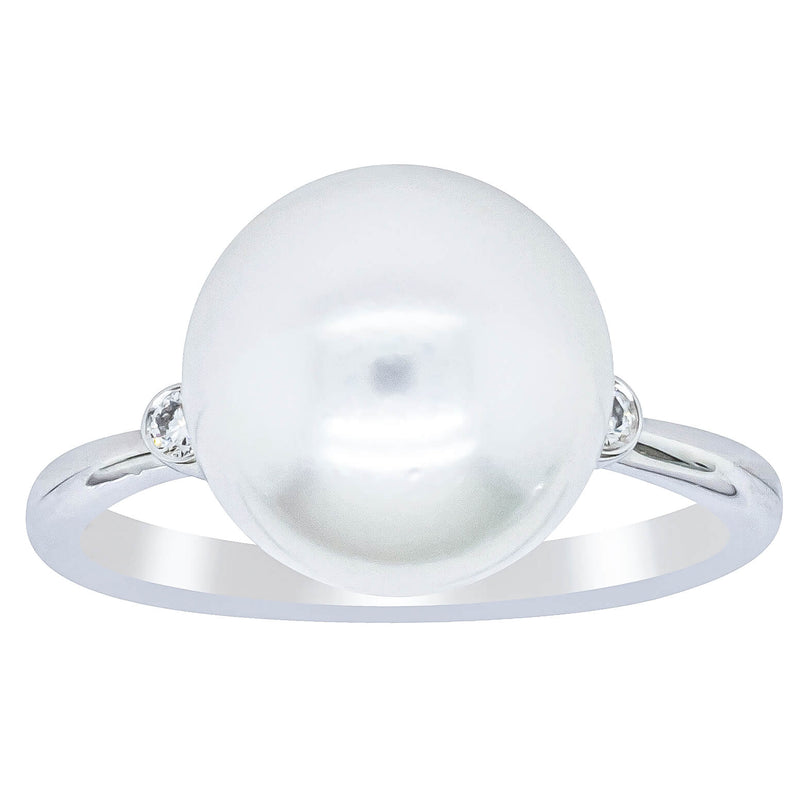 18ct White Gold South Sea Pearl & Diamond Ring-Ring-Walker & Hall