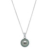 18ct White Gold 13.5mm Tahitian Pearl & Diamond Pendant-Necklace-Walker & Hall