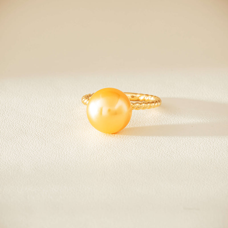 18ct Yellow Gold 10mm Golden Pearl Twine Ring - Ring - Walker & Hall