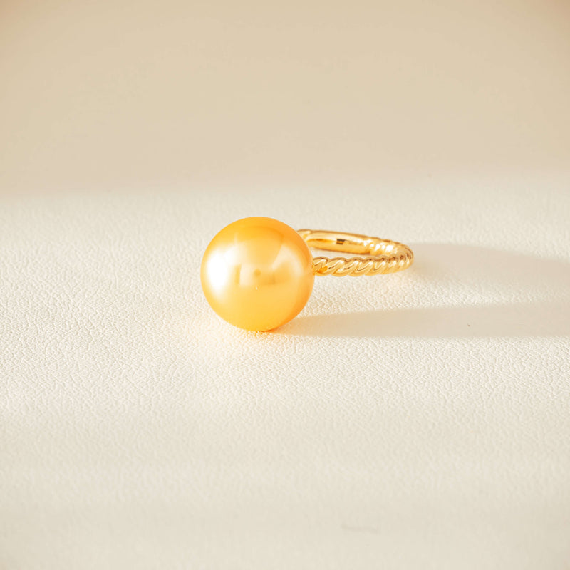 18ct Yellow Gold 10mm Golden Pearl Twine Ring - Ring - Walker & Hall