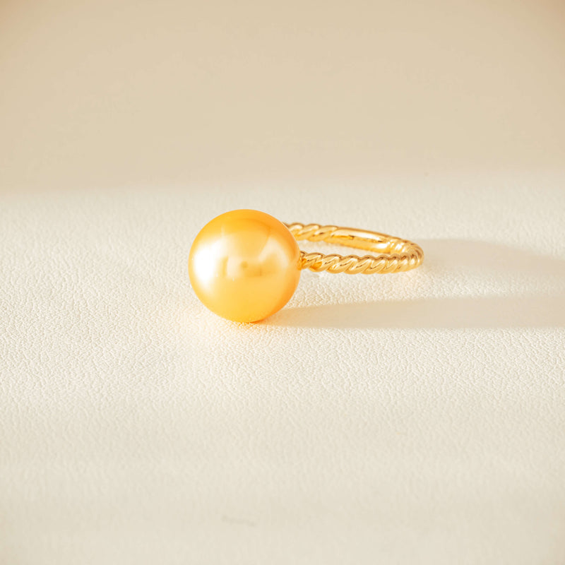 18ct Yellow Gold 10mm Golden Pearl Twine Ring - Ring - Walker & Hall