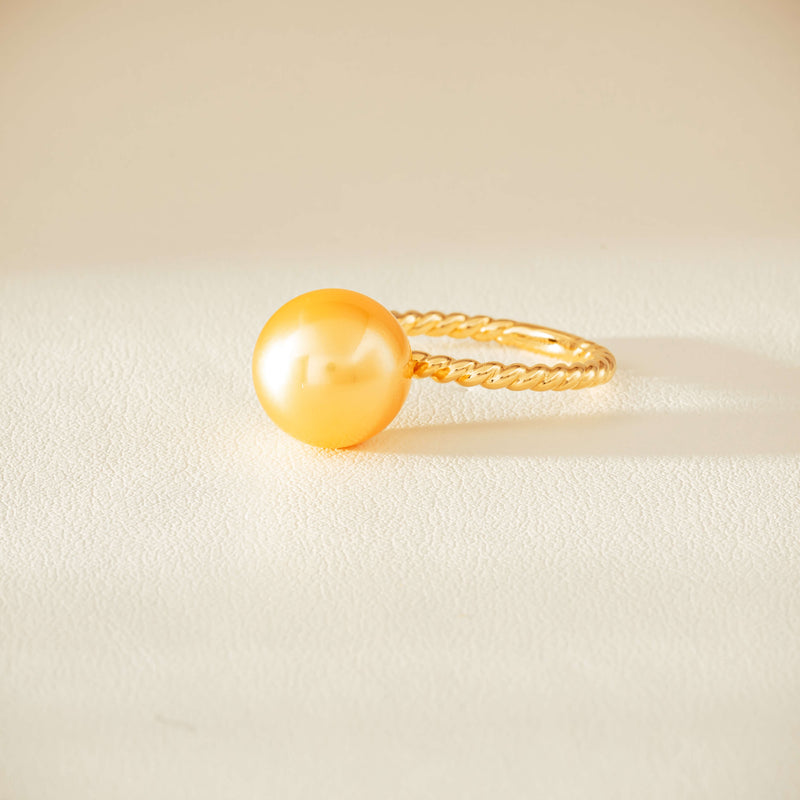 18ct Yellow Gold 10mm Golden Pearl Twine Ring - Ring - Walker & Hall