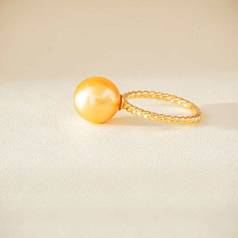 18ct Yellow Gold 10mm Golden Pearl Twine Ring - Ring - Walker & Hall