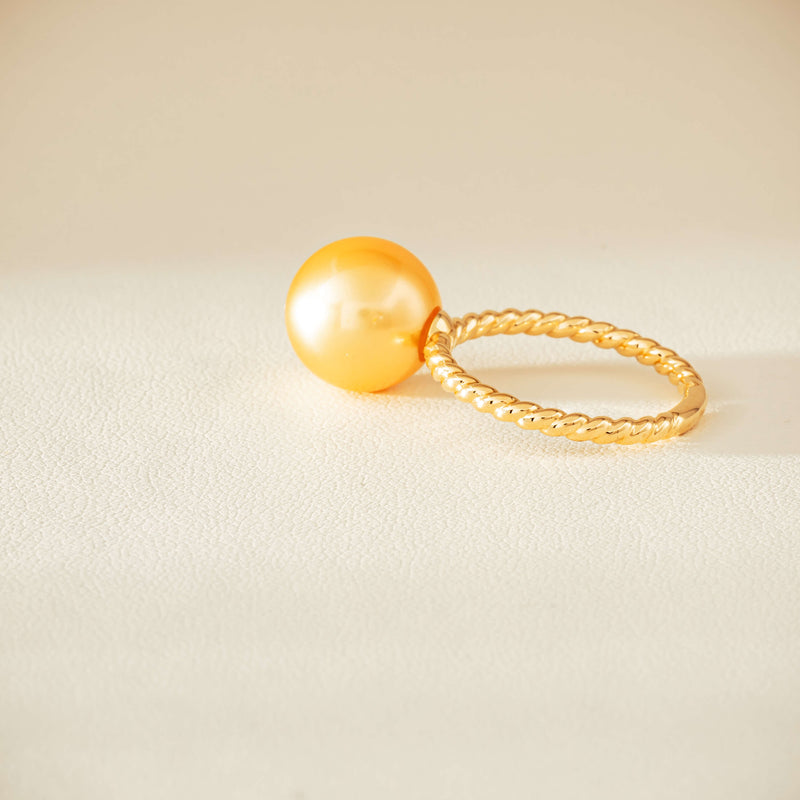 18ct Yellow Gold 10mm Golden Pearl Twine Ring - Ring - Walker & Hall