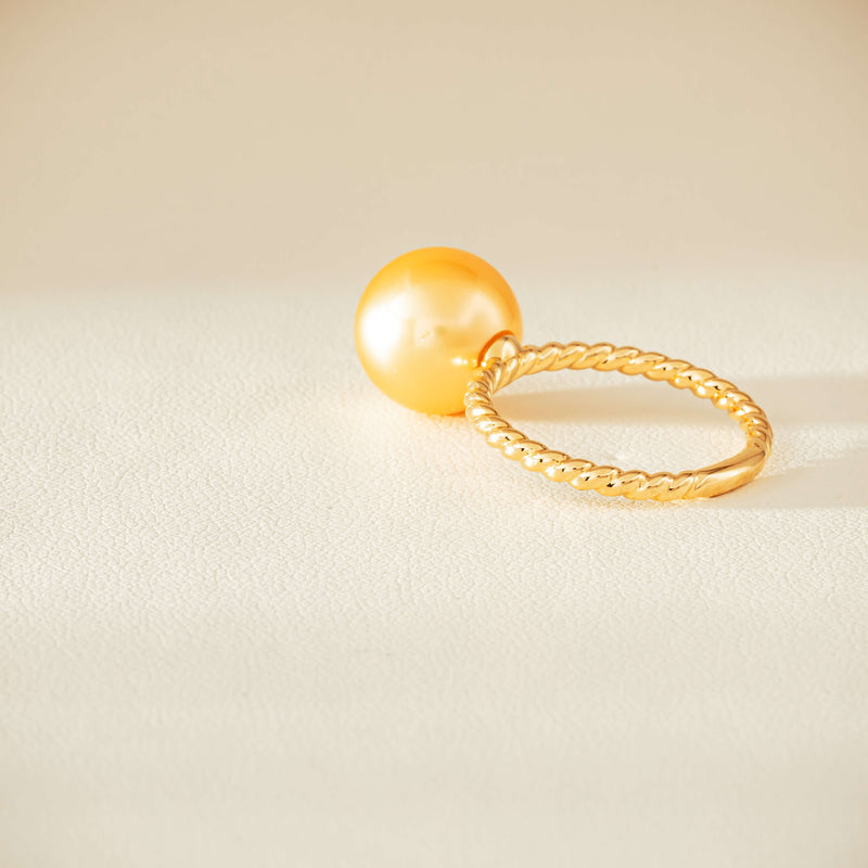 18ct Yellow Gold 10mm Golden Pearl Twine Ring - Ring - Walker & Hall