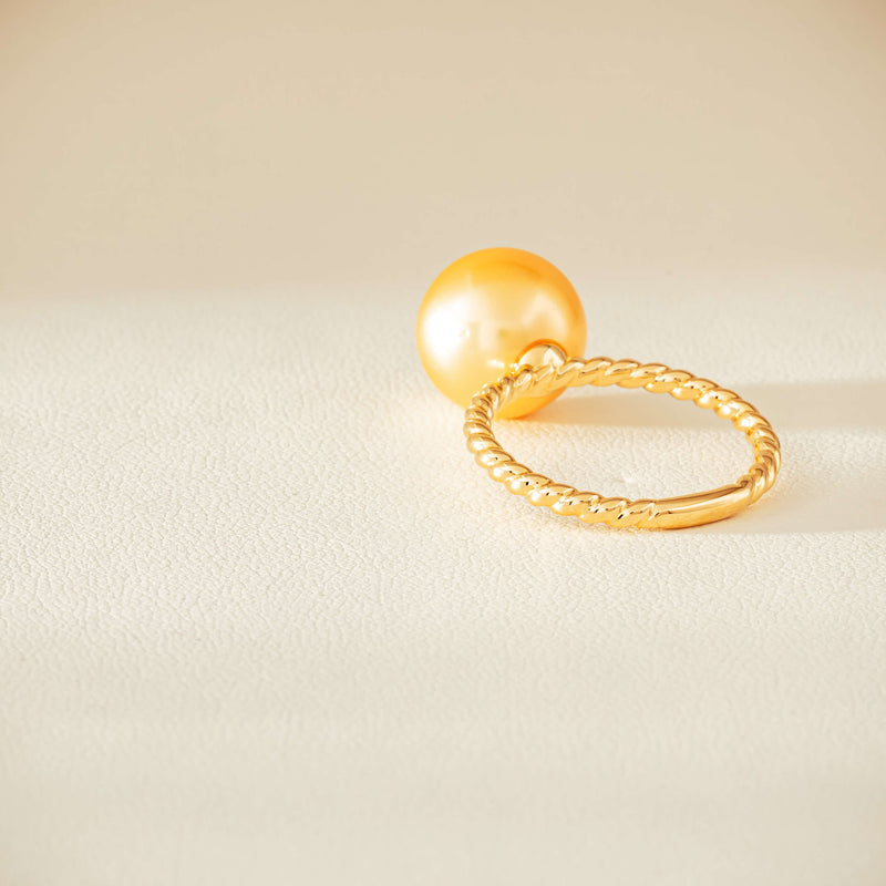 18ct Yellow Gold 10mm Golden Pearl Twine Ring - Ring - Walker & Hall
