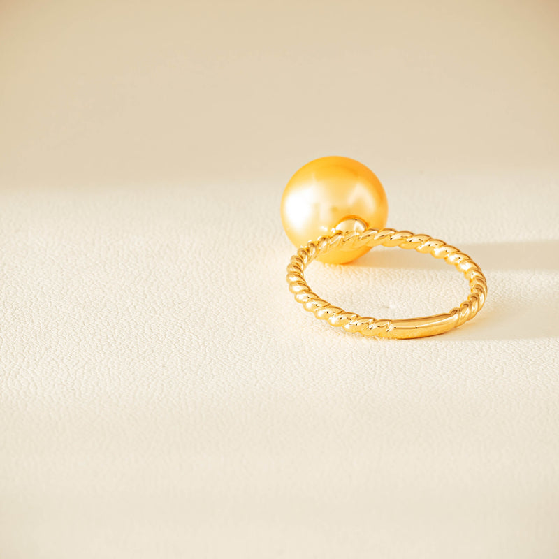 18ct Yellow Gold 10mm Golden Pearl Twine Ring - Ring - Walker & Hall