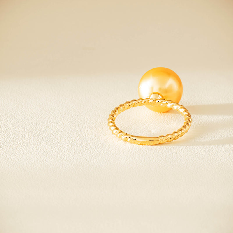 18ct Yellow Gold 10mm Golden Pearl Twine Ring - Ring - Walker & Hall