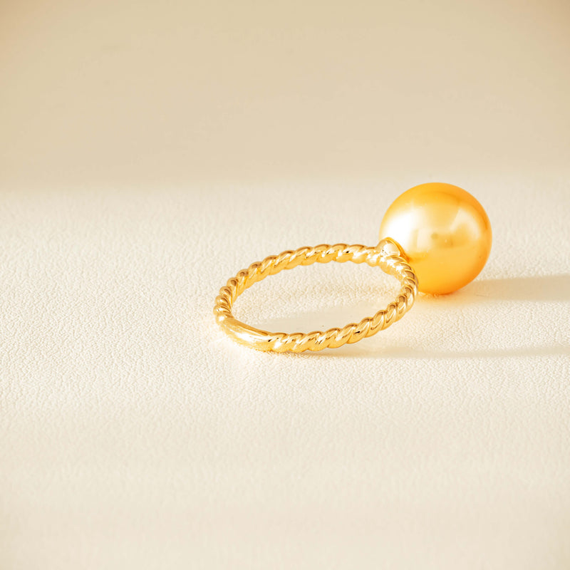 18ct Yellow Gold 10mm Golden Pearl Twine Ring - Ring - Walker & Hall