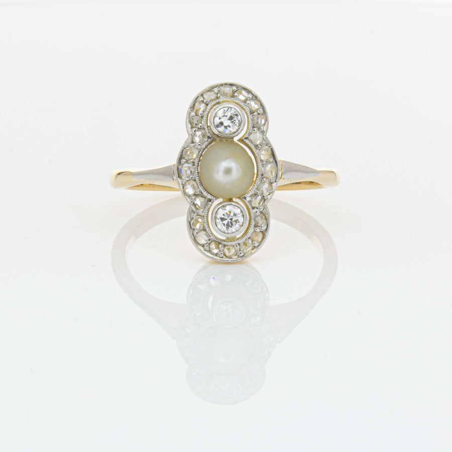 Vintage 14ct Yellow Gold Pearl & Diamond Ring - Ring - Walker & Hall