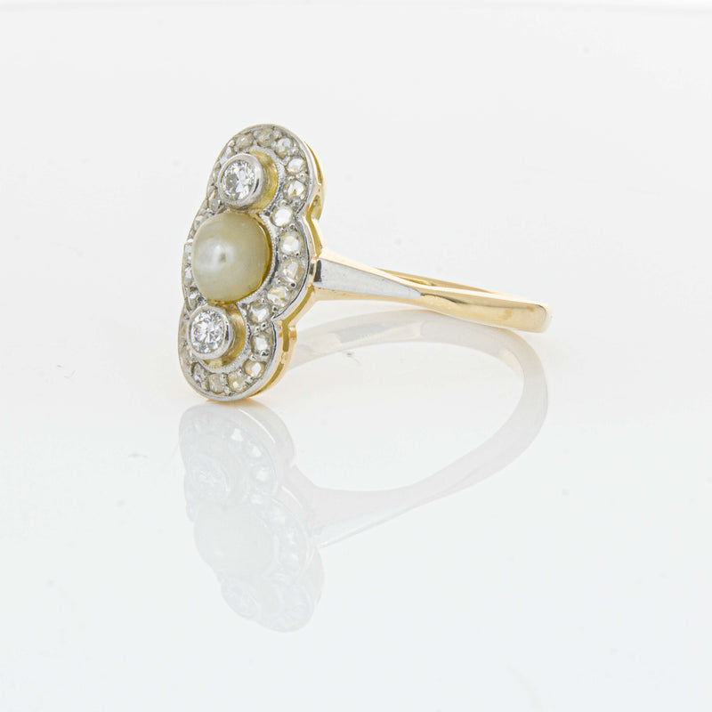 Vintage 14ct Yellow Gold Pearl & Diamond Ring - Ring - Walker & Hall