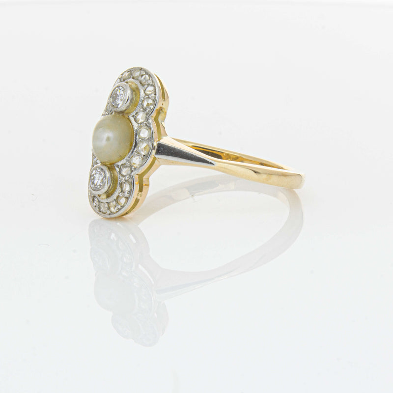 Vintage 14ct Yellow Gold Pearl & Diamond Ring - Ring - Walker & Hall