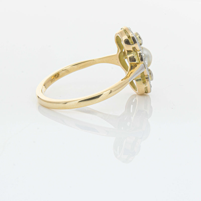 Vintage 14ct Yellow Gold Pearl & Diamond Ring - Ring - Walker & Hall