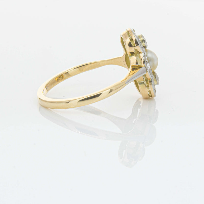 Vintage 14ct Yellow Gold Pearl & Diamond Ring - Ring - Walker & Hall