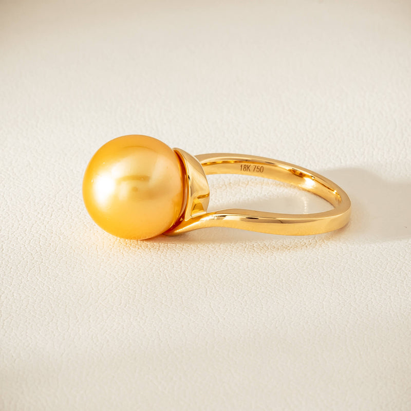 18ct Yellow Gold 12mm Golden South Sea Pearl Ring - Ring - Walker & Hall