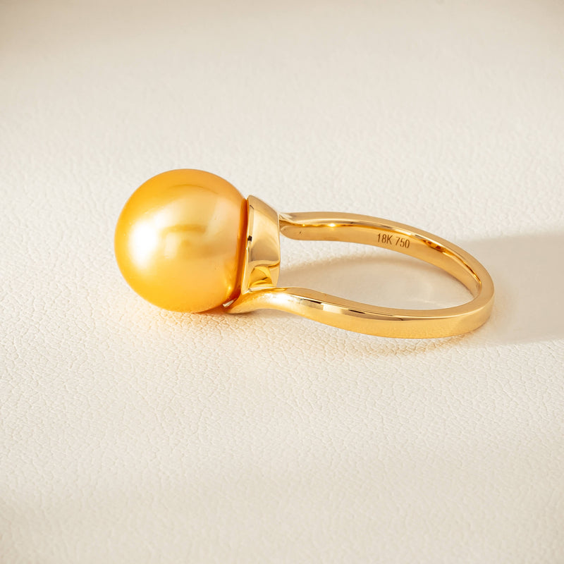 18ct Yellow Gold 12mm Golden South Sea Pearl Ring - Ring - Walker & Hall