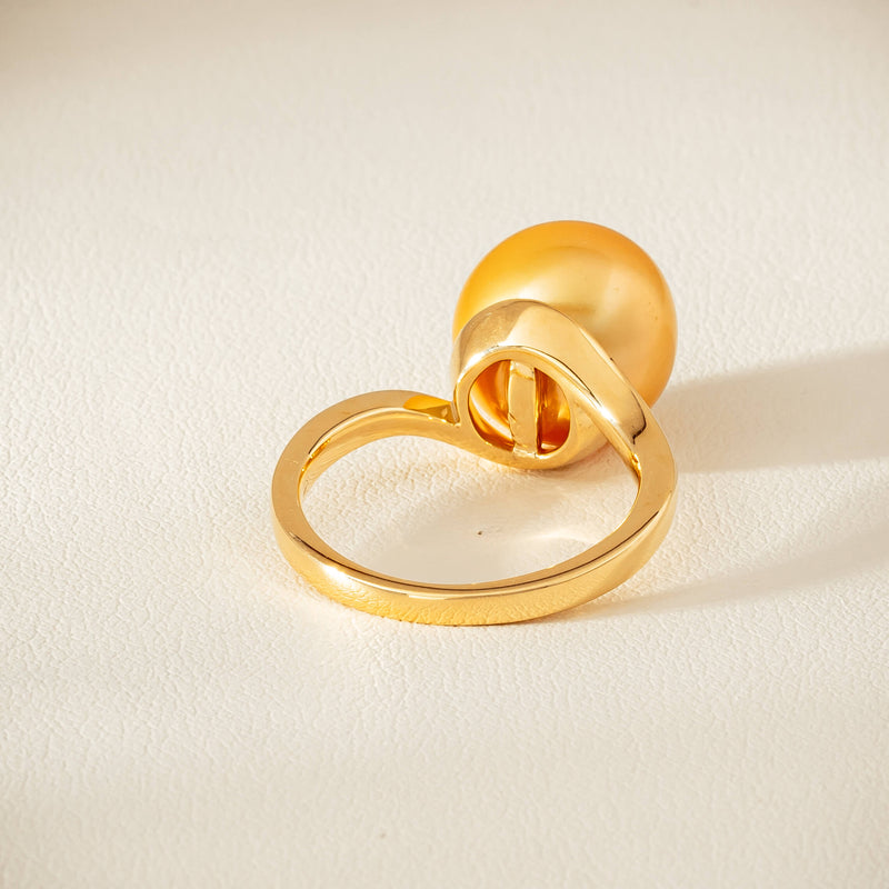 18ct Yellow Gold 12mm Golden South Sea Pearl Ring - Ring - Walker & Hall