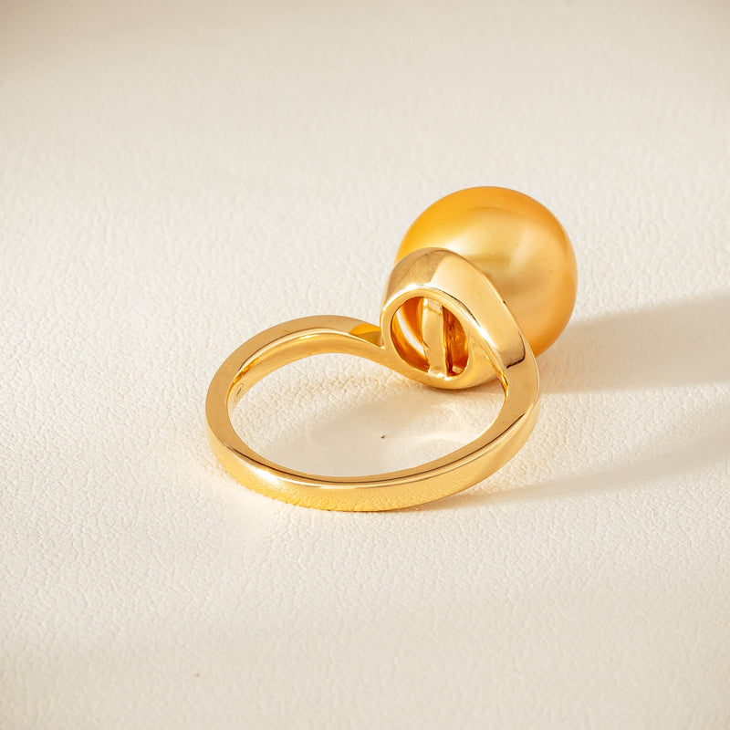 18ct Yellow Gold 12mm Golden South Sea Pearl Ring - Ring - Walker & Hall