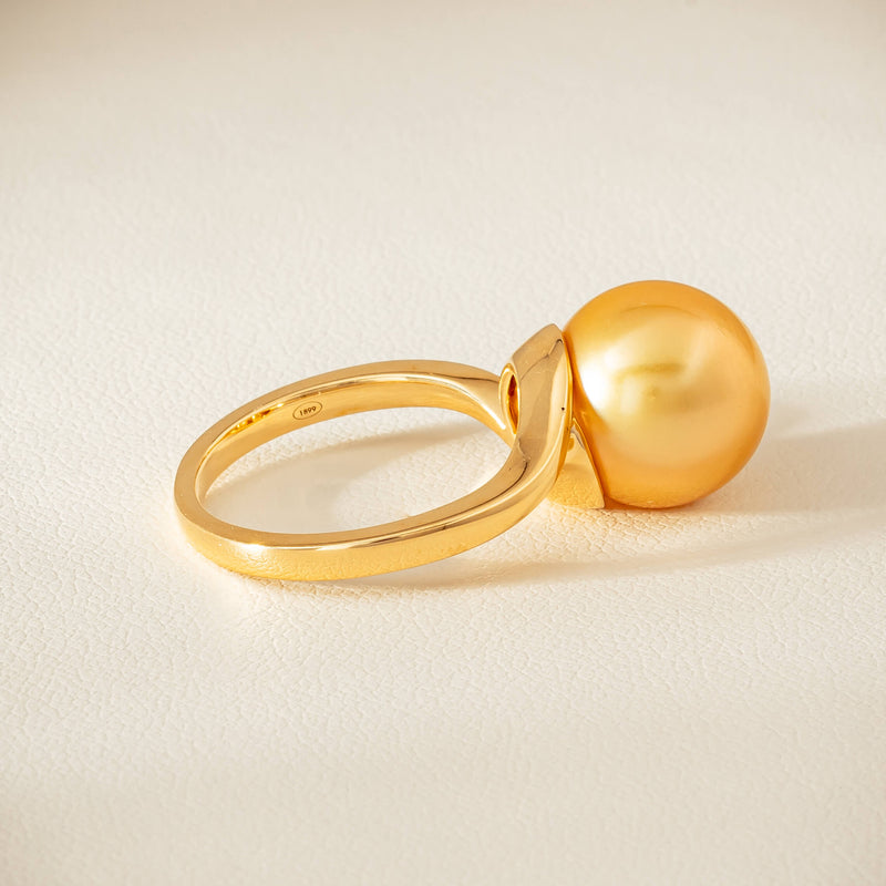 18ct Yellow Gold 12mm Golden South Sea Pearl Ring - Ring - Walker & Hall