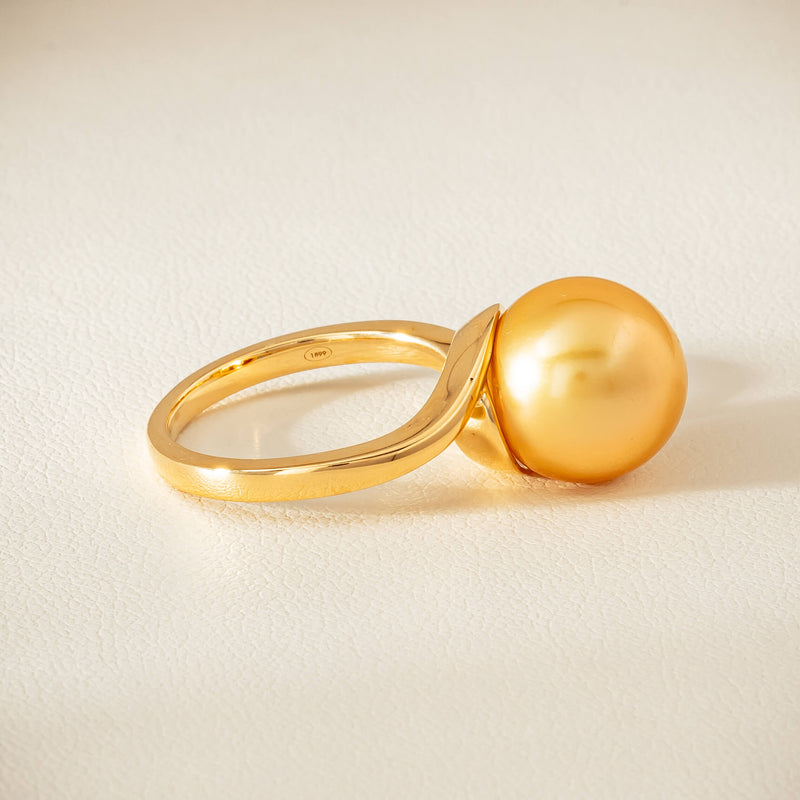 18ct Yellow Gold 12mm Golden South Sea Pearl Ring - Ring - Walker & Hall
