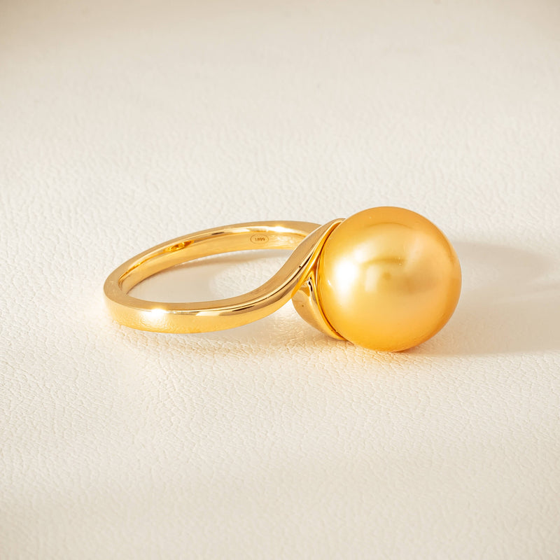 18ct Yellow Gold 12mm Golden South Sea Pearl Ring - Ring - Walker & Hall