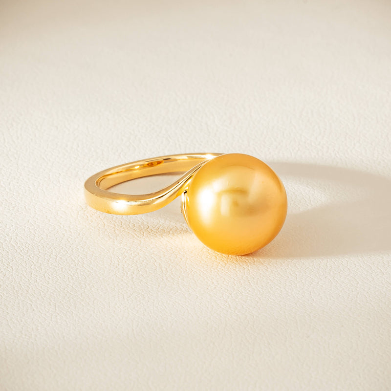 18ct Yellow Gold 12mm Golden South Sea Pearl Ring - Ring - Walker & Hall