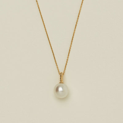 18ct Yellow Gold 12.2mm South Sea Pearl Twine Pendant - Necklace - Walker & Hall