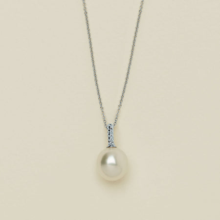 18ct White Gold 12.2mm South Sea Pearl Twine Pendant - Necklace - Walker & Hall