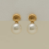 18ct Yellow Gold 12mm South Sea Pearl Venus Earrings - Earrings - Walker & Hall