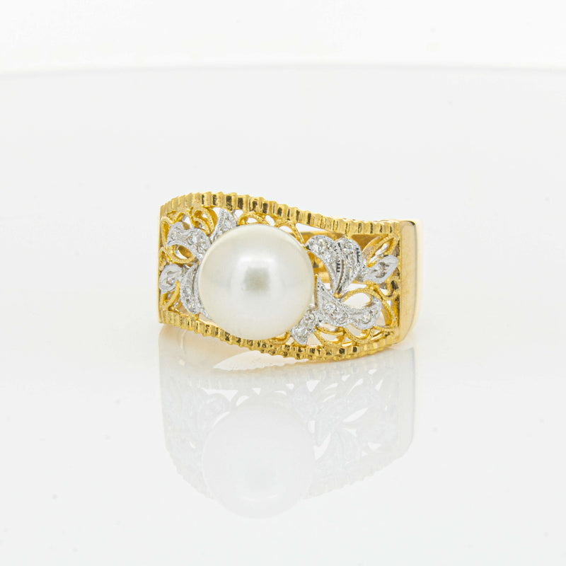 Deja Vu 18ct Yellow Gold Cultured Pearl & Diamond Ring - Ring - Walker & Hall