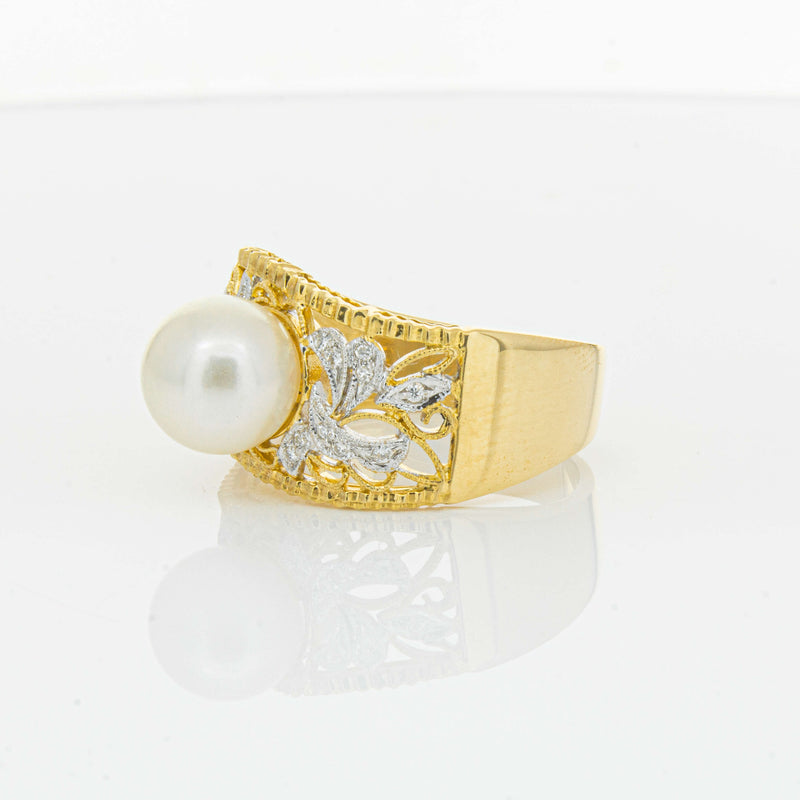 Deja Vu 18ct Yellow Gold Cultured Pearl & Diamond Ring - Ring - Walker & Hall