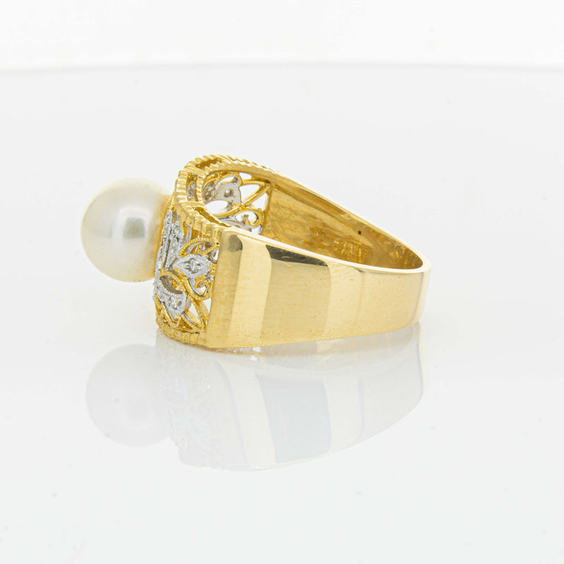 Deja Vu 18ct Yellow Gold Cultured Pearl & Diamond Ring - Ring - Walker & Hall