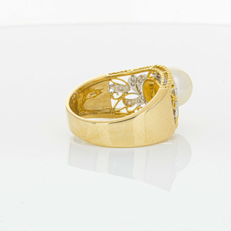 Deja Vu 18ct Yellow Gold Cultured Pearl & Diamond Ring - Ring - Walker & Hall
