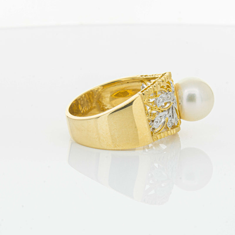 Deja Vu 18ct Yellow Gold Cultured Pearl & Diamond Ring - Ring - Walker & Hall