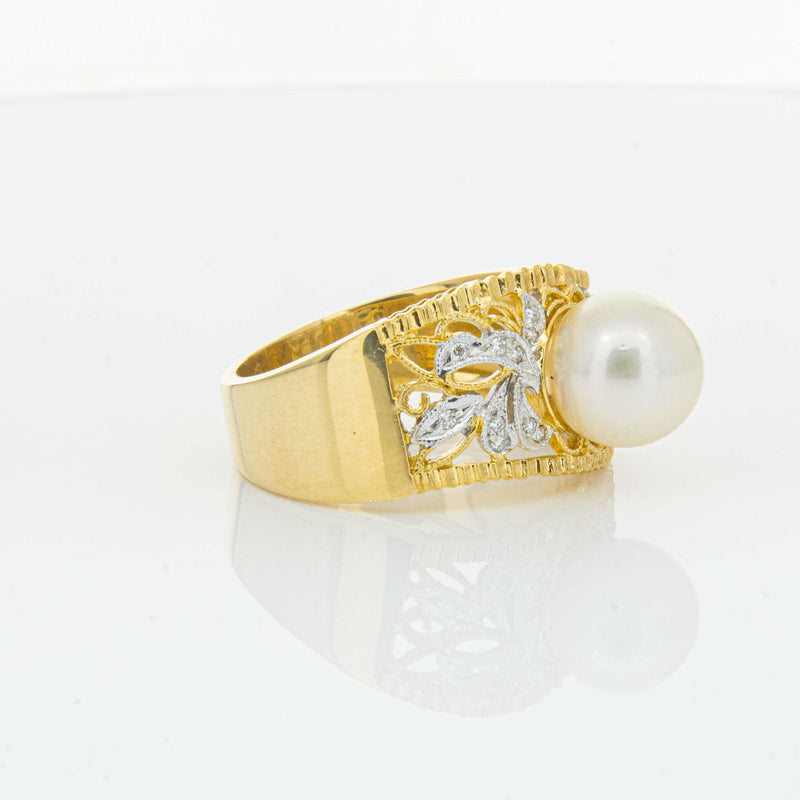 Deja Vu 18ct Yellow Gold Cultured Pearl & Diamond Ring - Ring - Walker & Hall