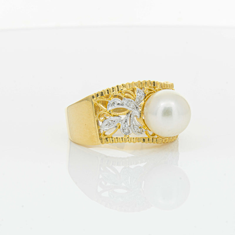 Deja Vu 18ct Yellow Gold Cultured Pearl & Diamond Ring - Ring - Walker & Hall