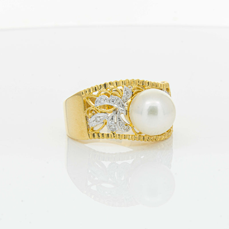 Deja Vu 18ct Yellow Gold Cultured Pearl & Diamond Ring - Ring - Walker & Hall