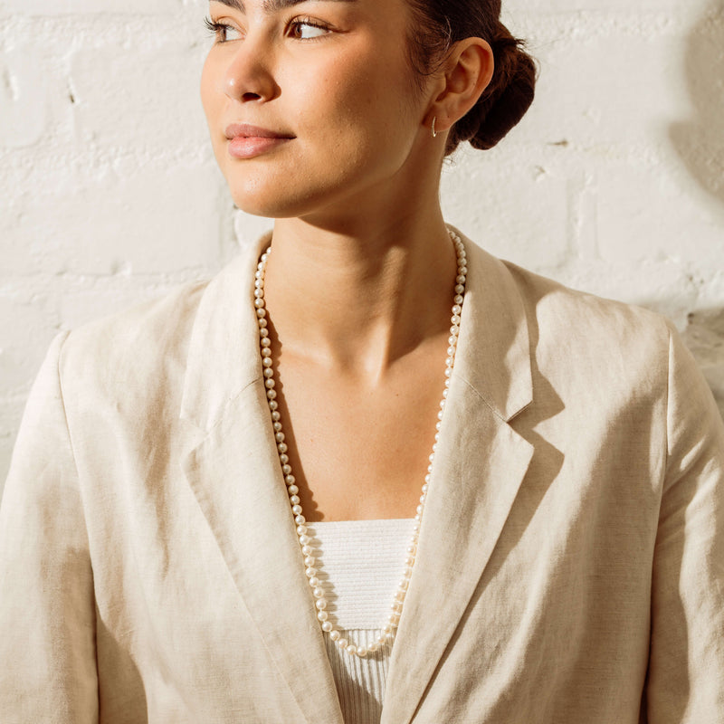 Deja Vu 9ct Yellow Gold 6-6.5mm Akoya Pearl Strand 70cm - Necklace - Walker & Hall