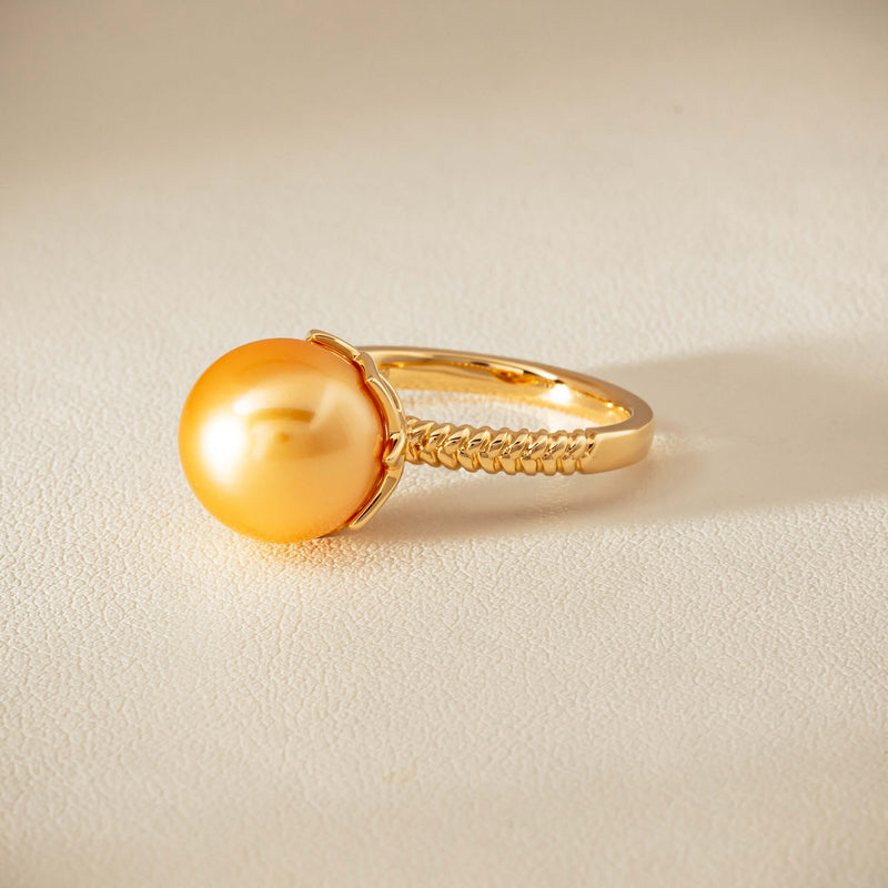 18ct Yellow Gold 11.2mm Golden Pearl Selene Ring