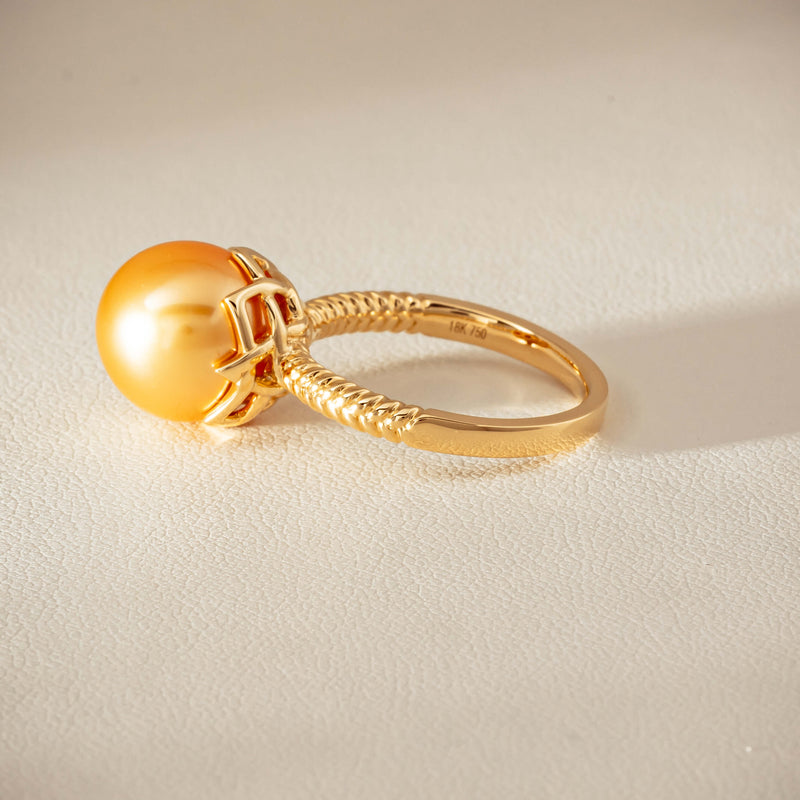 18ct Yellow Gold 11.2mm Golden Pearl Selene Ring