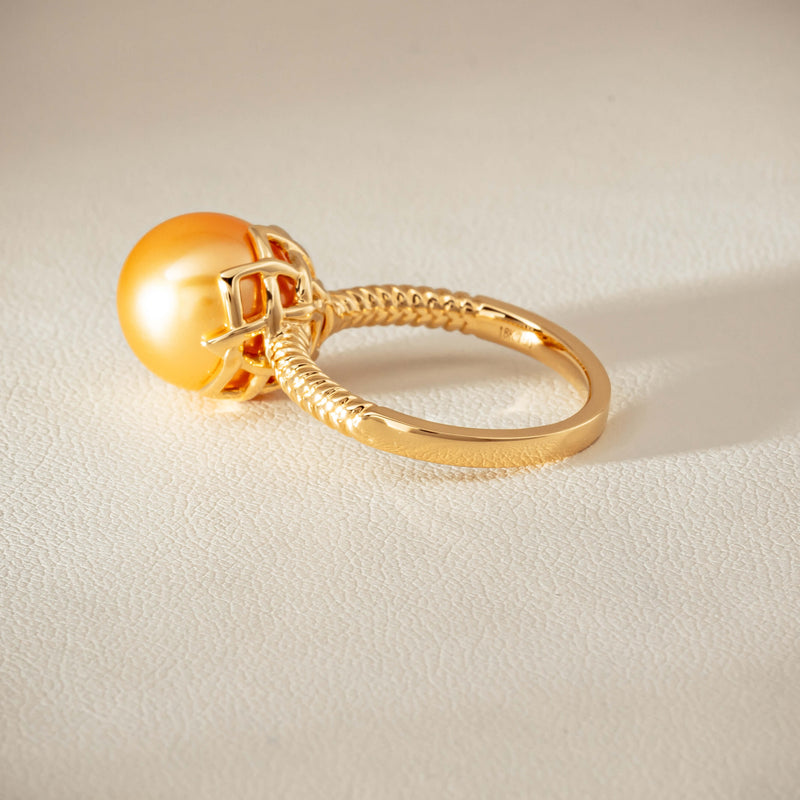 18ct Yellow Gold 11.2mm Golden Pearl Selene Ring