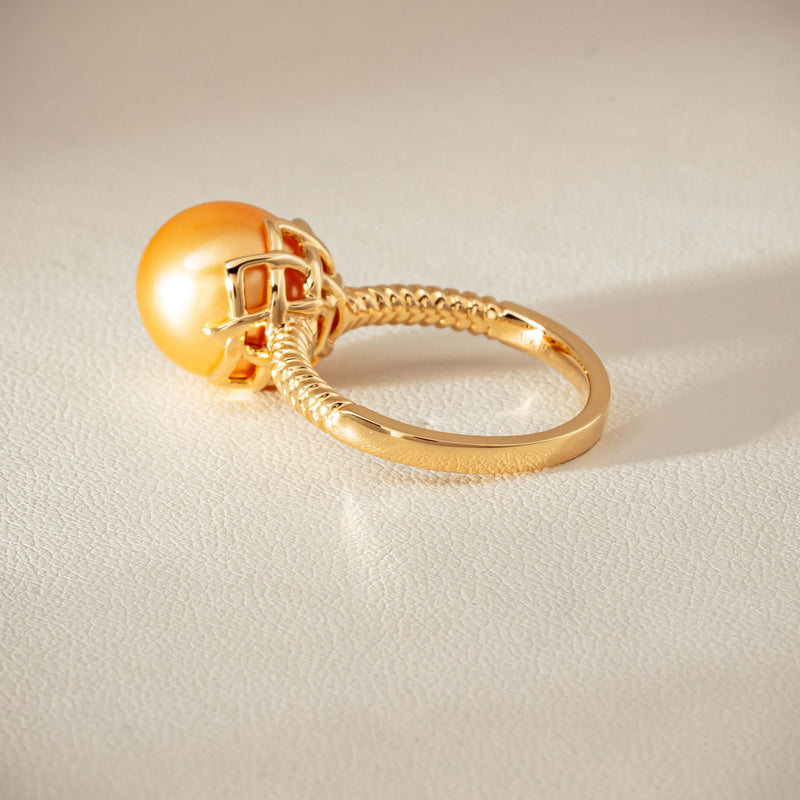 18ct Yellow Gold 11.2mm Golden Pearl Selene Ring
