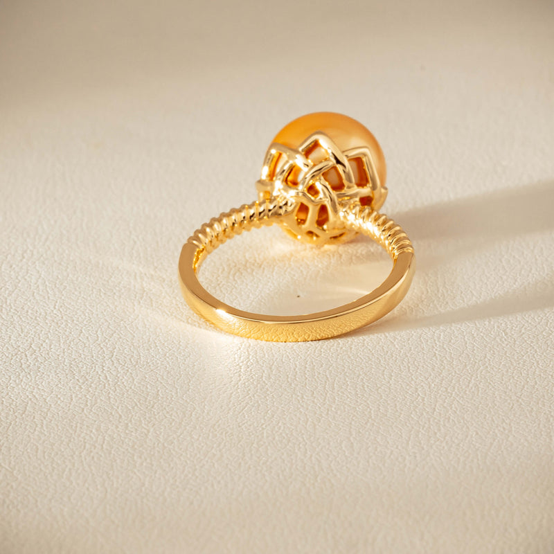 18ct Yellow Gold 11.2mm Golden Pearl Selene Ring