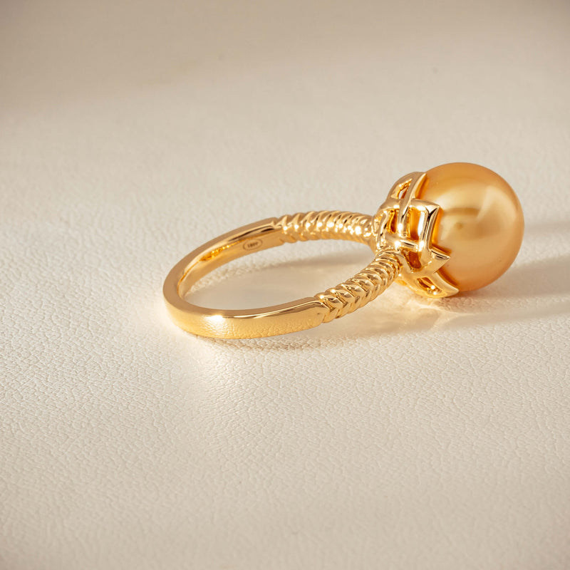 18ct Yellow Gold 11.2mm Golden Pearl Selene Ring