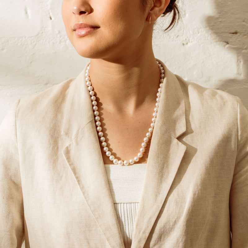 9ct White Gold Akoya 8.5-9mm Pearl Strand - 44cm - Necklace - Walker & Hall